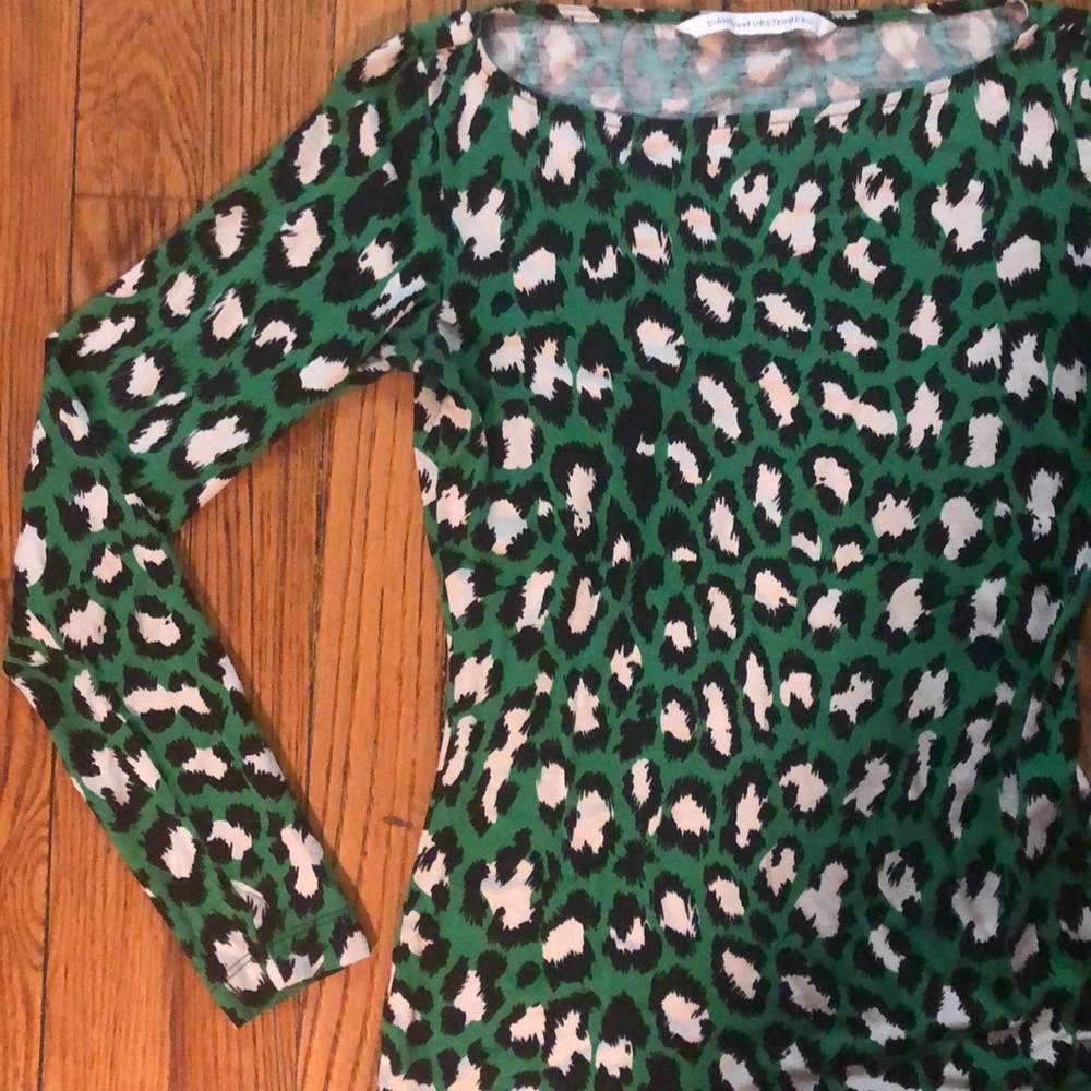 DVF Leopard Long Sleeve Sarita Top
